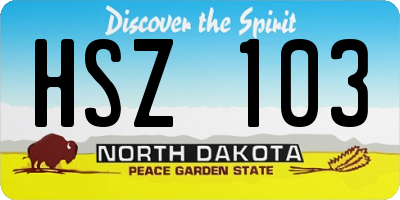 ND license plate HSZ103