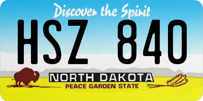 ND license plate HSZ840
