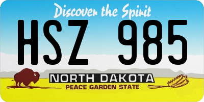 ND license plate HSZ985