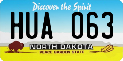 ND license plate HUA063