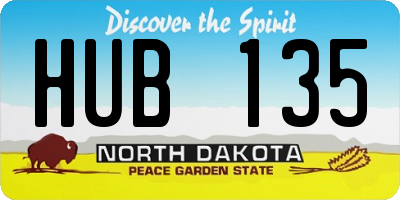 ND license plate HUB135