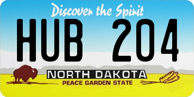 ND license plate HUB204