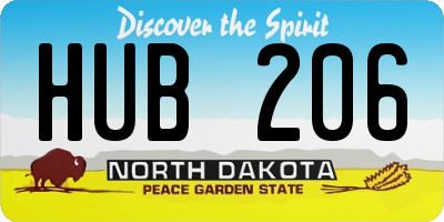 ND license plate HUB206