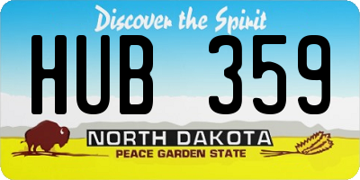 ND license plate HUB359