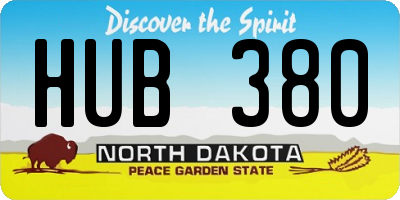 ND license plate HUB380