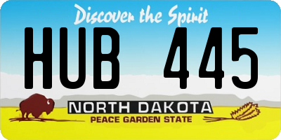 ND license plate HUB445