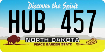 ND license plate HUB457