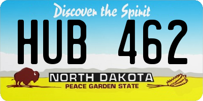 ND license plate HUB462