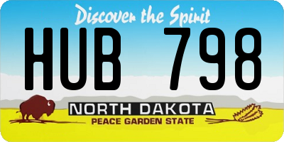 ND license plate HUB798