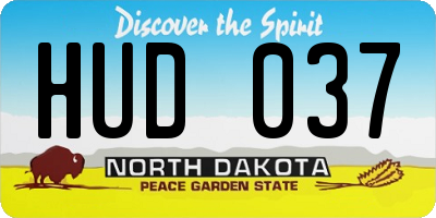 ND license plate HUD037
