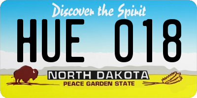 ND license plate HUE018