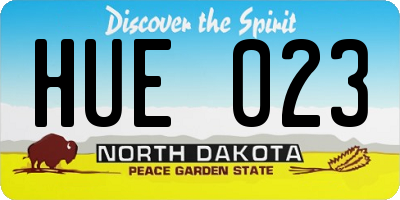 ND license plate HUE023