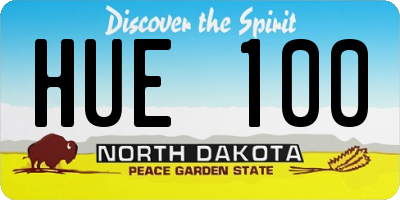 ND license plate HUE100