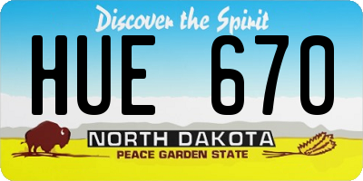 ND license plate HUE670