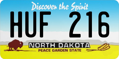 ND license plate HUF216