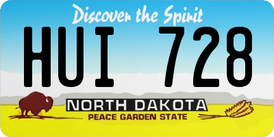 ND license plate HUI728