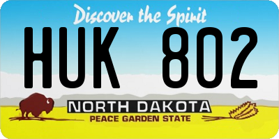 ND license plate HUK802