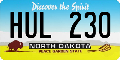 ND license plate HUL230