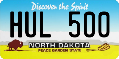 ND license plate HUL500