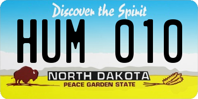 ND license plate HUM010