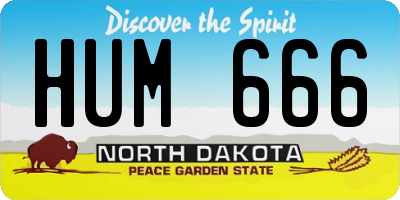 ND license plate HUM666