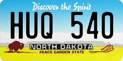 ND license plate HUQ540