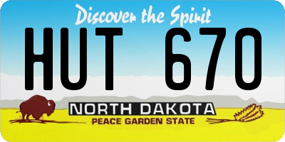 ND license plate HUT670