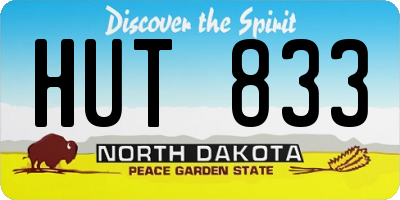 ND license plate HUT833