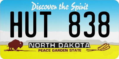 ND license plate HUT838