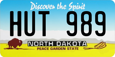 ND license plate HUT989