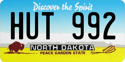 ND license plate HUT992