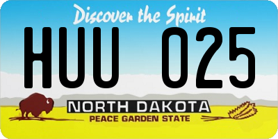 ND license plate HUU025