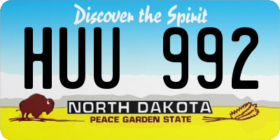ND license plate HUU992