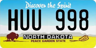 ND license plate HUU998