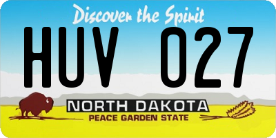ND license plate HUV027