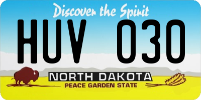 ND license plate HUV030