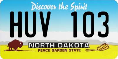 ND license plate HUV103