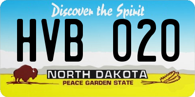 ND license plate HVB020