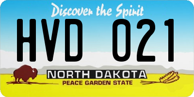 ND license plate HVD021