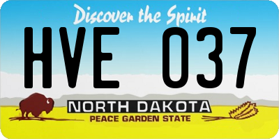 ND license plate HVE037