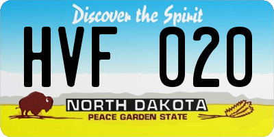 ND license plate HVF020