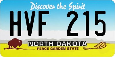 ND license plate HVF215
