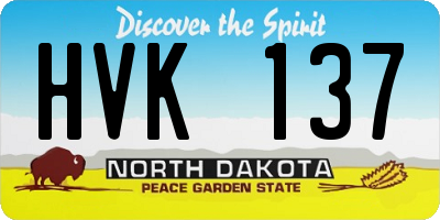 ND license plate HVK137
