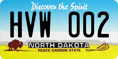 ND license plate HVW002