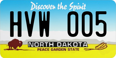 ND license plate HVW005