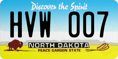 ND license plate HVW007