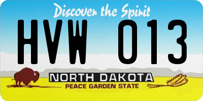 ND license plate HVW013