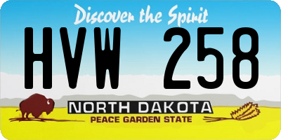 ND license plate HVW258