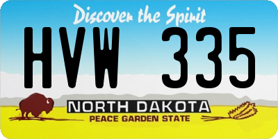 ND license plate HVW335