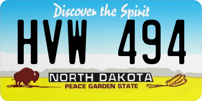 ND license plate HVW494